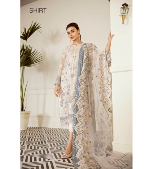 Embroidered Chiffon | BQU-D09-Pewter